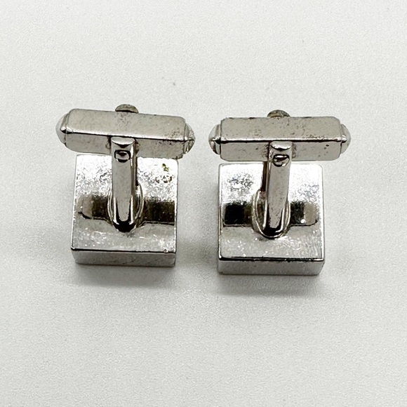 Vintage Anson Silver Tone Grooved Square Cufflinks Signed - Picture 5 of 9